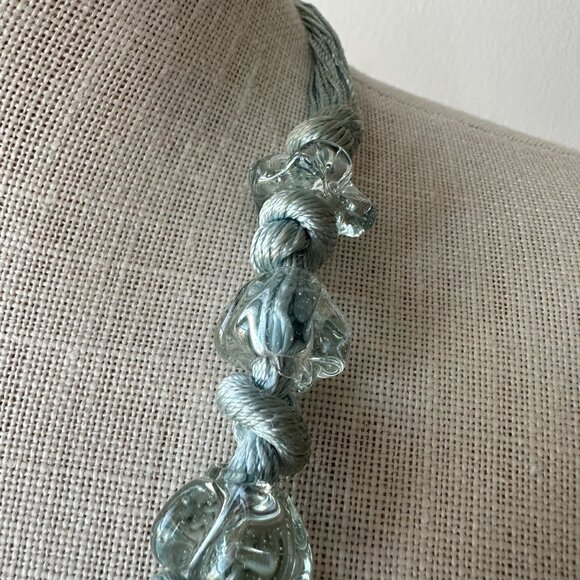 Baby Blue Aquamarine Single Strand Chunky Glass Bead Statement Necklace FRANCE - Picture 6 of 7